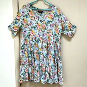 Haseena Newly Cleaned Light Blue Floral Midi Dress Size Large (Very Loose Cut)